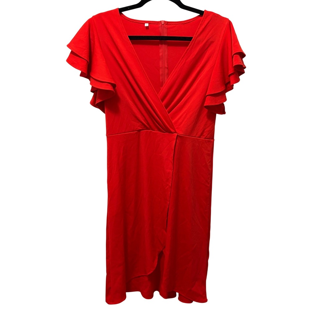 Kohl's Red Short-Sleeve V-Neck Dress High Low Hem Women's Size Small NWOT